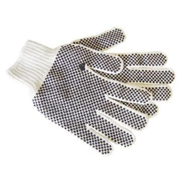 The Brush Man Polyester/Cotton Gloves, Black Pvc Dots Front/Back, Large, 12PK GLOVE-5522